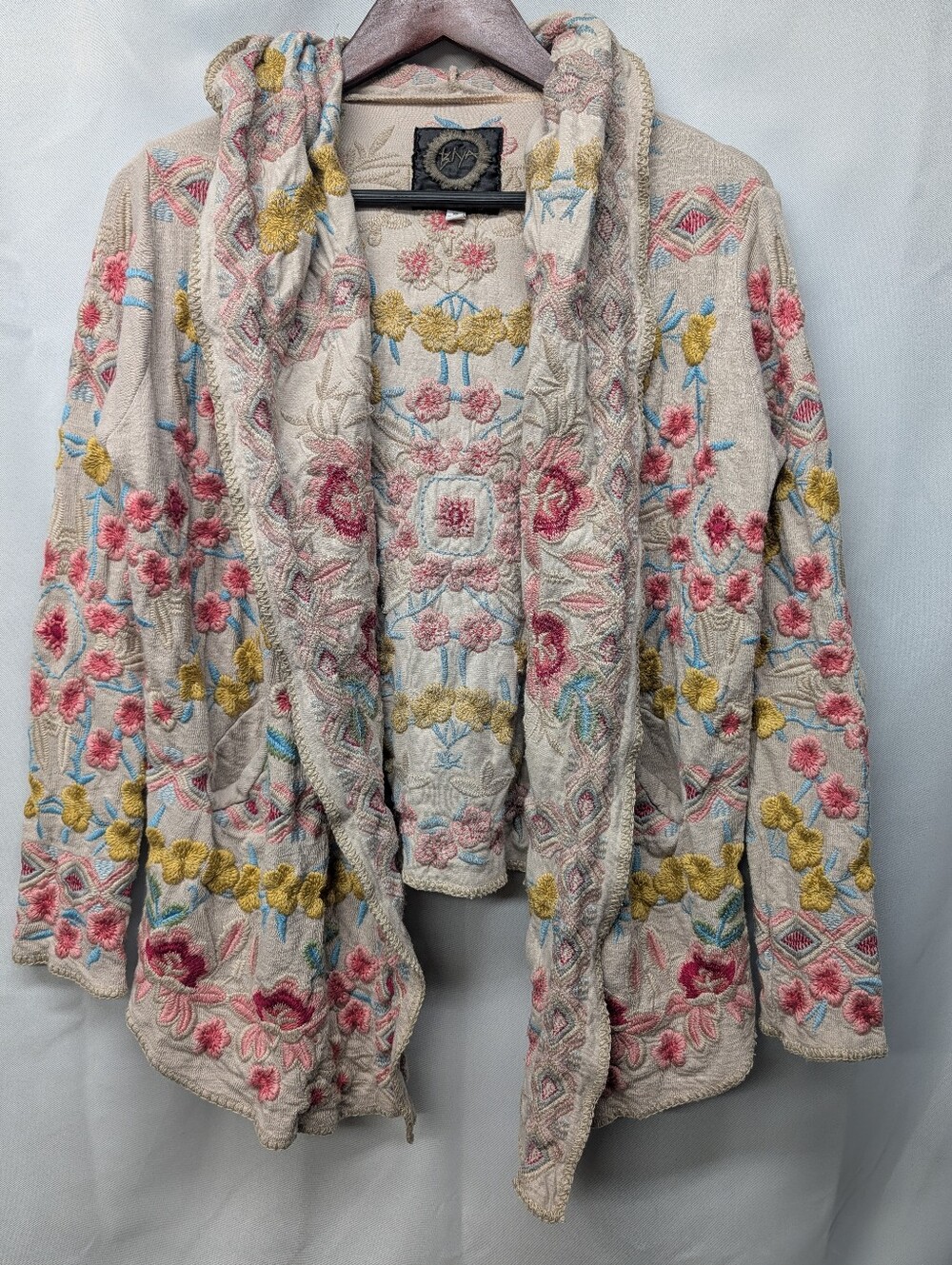 Rare Johnny Was 🌸Biya Embroidered Floral Sweater Cardigan Jacket, NWOT Size XS